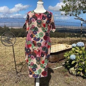 Floral Laganlook Short Sleeve Knee length Dress XI RAN Fashion